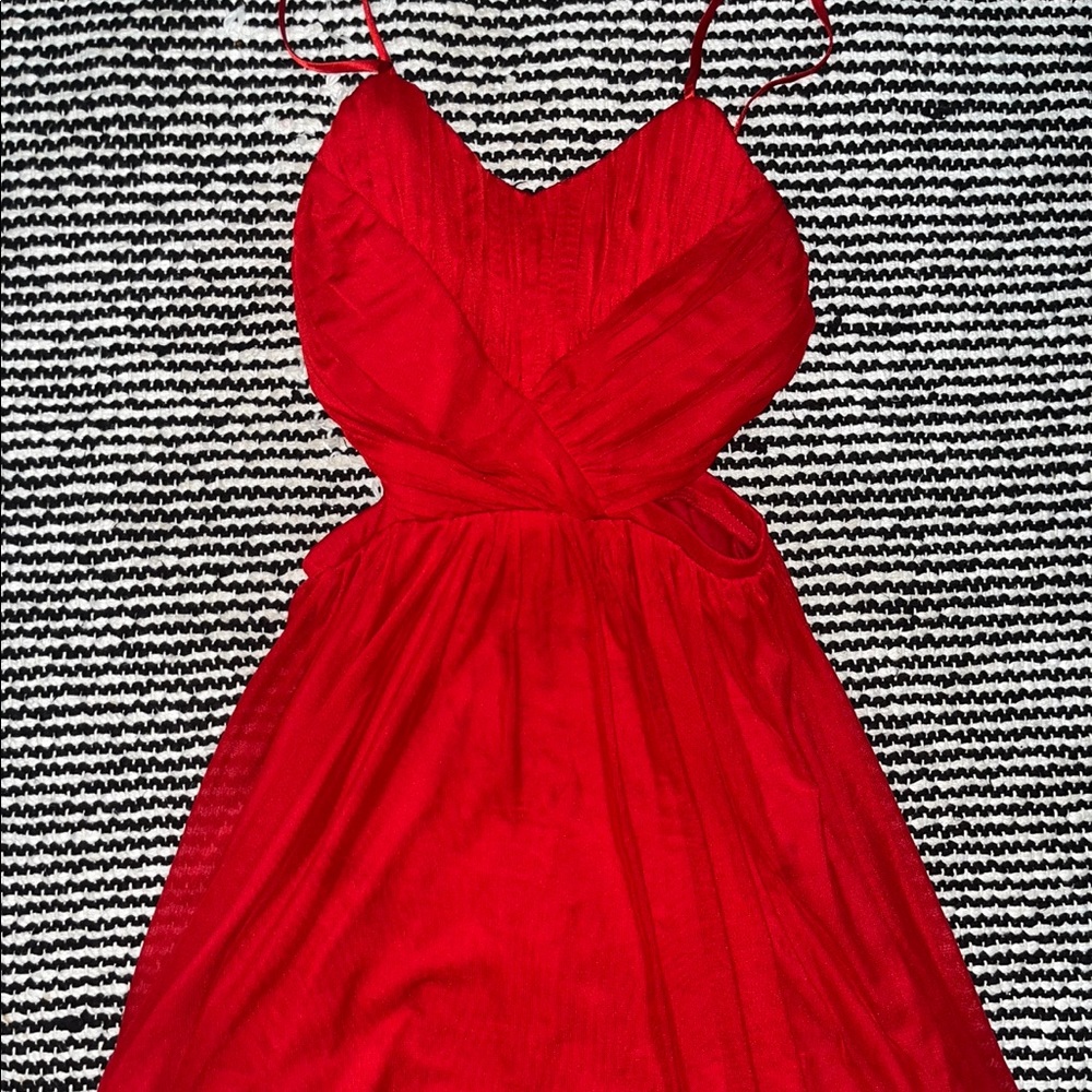 Red dress with side cut out